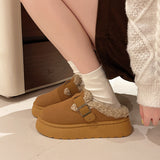 Fligmm Version Of Muffin Thick-Soled Woolen Shoes Women In 2024 Winter New Snow Boots Wearing Warm And Velveteen Semi-Slippers