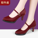 Fligmm Model Catwalk Cheongsam High Heels Women's Waterproof Table Fine Heels Wine Red Pointed Shallow Mouth Professional Work Shoes