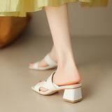 Fligmm Square Head Sandals And Slippers Women Wear Casual Thick Heels And Anti-Skid New High-Heeled Sandals In The Summer Of 2024