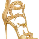 Fligmm Sexy Luxury High-Heeled Sandals Stilettos Banquet Party Shoes Gold Champagne Diamond