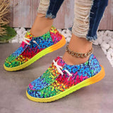 Fligmm New Large-Size Lace Color Low-Top Single Shoes Female National Style Graffiti Lazy Canvas Flat Soles