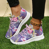 Fligmm Print Knitting Sneakers for Women 2024 Autumn Breahable Mesh Running Shoes Woman Soft Sole Slip On Casual Flats Footwear