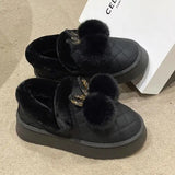 Fligmm Mouth Round Toe Women Shoes Autumn Loafers Fur Casual Female Sneakers Clogs Platform Fall Winter New Creepers Moccasin