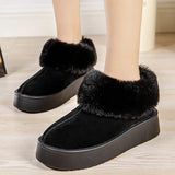 Fligmm Fur Warm Snow Boots for Women 2024 New Chunky Platform Plush Ankle Botas Mujer Non Slip Thick Bottom Cotton Shoes Woman