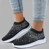 Fligmm Crystal Flats Shoes for Women Plus Size Breathable Mesh White Sneakers Woman 2024 Autumn Soft Sole ladies Sports Shoes