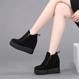 Fligmm Autumn Wedges Short Boots Women High Heel Snow Boots Short Plush Fur Ankle Boots Increased Internal Female Platform Shoes