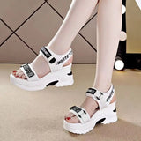 Fligmm Sandals for Women 2024 New Summer Fish Mouth Wedge Muffin Platform Daddy High Heels To Increase Women's Shoes