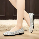 Fligmm Spring Summer New Women Flats Comfortable Slip on Flat Shoes Sequined Woman Boat Shoes Black Ladies Ballet Flats