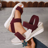 Fligmm Light Wedge Heels Sandals Women Summer 2024 Elastic Knitted Espadrilles Platform Sandals Woman Non Slip Casual Beach Shoes