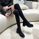 Fligmm Sexy Slim Over The Knee Stretch Socks Boots Women 2024 Autumn Thick High Heels Long Boots Woman Anti-slip Platform Shoes