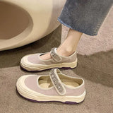 Fligmm Shoes Casual Female Sneakers All-Match Round Toe Crystal Clogs Platform 2024 Small Summer Rhinestone Creepers New Hook &