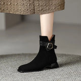 Fligmm Style Office Female Shoes 2024 Winter Plush Women's Boots Fashionable Square Toe Zipper Ankle Boots Botines Para Mujeres