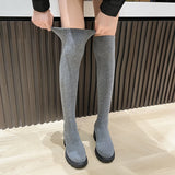 Fligmm Sexy Slim Over The Knee Stretch Socks Boots Women 2024 Autumn Thick High Heels Long Boots Woman Anti-slip Platform Shoes