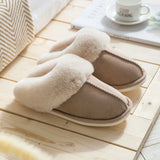 Fligmm Winter Warm Home Fur Slippers Women Luxury Faux Suede Plush Couple Cotton Shoes Indoor Bedroom Flat Heels Fluffy Slippers