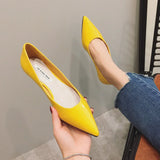 Fligmm Women Pointed Toe Patent Leather Yellow Wine Red Lady Fashion Flats Candy Color Flat Sole Flat Heel Shoes Large Size 43 44