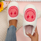 Fligmm Women's Winter Warm Home Fuzzy Slippers Cute Facial Pattern Plush House Shoes Women Indoor Bedroom Flat Non Slip Cotton Slippers