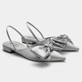 Fligmm Fashion Shoes Female One Pedal Women's Pumps Summer Pointed Toe Bow Tie Sexy Dress Party Shoes Ladies Shallow Chunky Heels