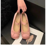 Fligmm Jane Shoes Women's Shoes Round Toe Plus Size Women's Shoes Bow Silk Satin Ballet Flats Spring/Autumn Flats Women Shoes