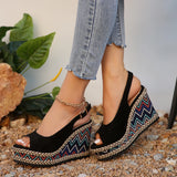 Fligmm Toe Wedge Heel Sandals for Women Summer 2024 Fashion Chunky Platform Sandalias Mujer Thick Bottom Espadrille Shoes Woman