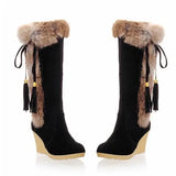 Fligmm Boots Women's Shoes Platform Plush Winter Footwear Booties Ladies Sexy Thigh High Heels High Sexy Fur Long Boots Shoes