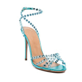 Fligmm Rhinestones Sequined Women Sandals Sexy Narrow band Thin High heels Gladiator Sandals Fashion Summer Party Wedding Shoes