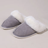 Fligmm Winter Warm Fur Indoor Home Slippers Women Fluffy Comfort Soft Bedroom Slippers for Couples Flat Non Slip House Shoes Woman