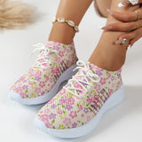 Fligmm Printed Mesh Breathable Sneakers for Women 2024 New Lightweight Non Slip Flats Woman Comfortable Slip On Walking Shoes