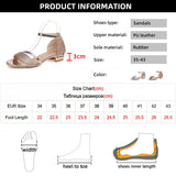 Fligmm Ankle Strap Low Heels Sandals for Women Gold Silver Wedding Party Shoes Woman 2024 Summer Square Heeled Sandalias Mujer