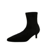 Fligmm Luxury Women Beige Black Sock Boots Stiletto Thin High Heels Elastic knitting Boots Winter Stretch Fabric Boots Plus Size