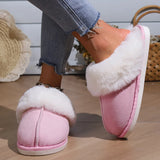 Fligmm Winter Warm Fur Indoor Home Slippers Women Fluffy Comfort Soft Bedroom Slippers for Couples Flat Non Slip House Shoes Woman