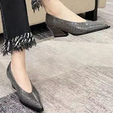 Fligmm for Women 2024 Fashion Autumn Slip on Women's Pumps Solid Color Pointed Toe Shallow Mouth Chunky Heel Elegant High Heels