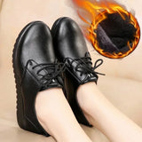 Fligmm Kitchen Work Shoes for Women Restaurant Non-slip Walking Shoes Big Size 42 Flat Heel Oxford Flats Woman Fur Sneakers