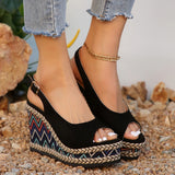 Fligmm Toe Wedge Heel Sandals for Women Summer 2024 Fashion Chunky Platform Sandalias Mujer Thick Bottom Espadrille Shoes Woman