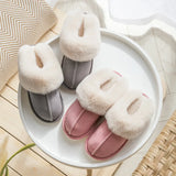 Fligmm Winter Warm Home Fur Slippers Women Luxury Faux Suede Plush Couple Cotton Shoes Indoor Bedroom Flat Heels Fluffy Slippers