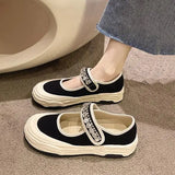 Fligmm Shoes Casual Female Sneakers All-Match Round Toe Crystal Clogs Platform 2024 Small Summer Rhinestone Creepers New Hook &