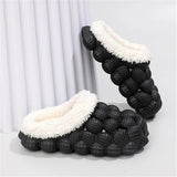 Fligmm Women Winter Fur Warm Cotton Slippers Indoor Home Couple Funny Bubble Shoes Comfy Plush Non Slip House Slippers Woman Plus Size