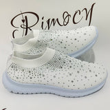 Fligmm Mesh Crystal Sneaker Shoes for Women 2024 Summer Knitted Platform Sneakers Woman Plus Size Comfortable Soft Flats