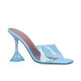 Fligmm style Transparent PVC Women Slippers Fashion Square toe Cup heeled Summer Female Mules Slides High heels Sandals Shoes