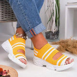 Fligmm Knitted Sandals Summer Platform Comfortable Sandals Sports Shoes Female Slip on Peep Toe Ladies Sneakers