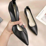 Fligmm Women Pumps Thin Heel Pointed Toe High Heels Women Soft Leather Soft Sole Versatile Comfortable Single Shoes Casual Solid Shoes