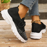 Fligmm Knitting Platform Sneakers for Women 2024 Spring Mesh Breathable Sports Shoes Woman Non Slip Thick Sole Running Sneakers