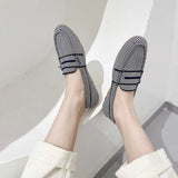 Fligmm Size 34-43 Women's Flat Shoes Soft Sole Anti Slip Casual Bean Shoes 2024 New Knitted Woven Flats Shoes Slip on Loafers