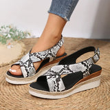 Fligmm Women's Wedges Sandals Ladies Summer Casual Platform Fashion Open Toe Print Rome Sandals Female Beach Sandals Sandalias De Mujer