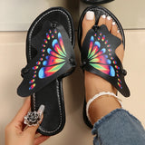 Fligmm Print Butterfly Slippers for Woman 2024 Summer Lightweight Beach Flip Flops Women Outdoor Clip Toe Flat Slides Sandals