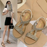 Fligmm Summer New Designer Platform Sandals Women Fashion Casual Roman Shoes Female Solid Color Crystal Sandalias Mujer