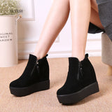 Fligmm Autumn Wedges Short Boots Women High Heel Snow Boots Short Plush Fur Ankle Boots Increased Internal Female Platform Shoes