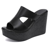 Fligmm Heel Wedges Sandals For Women 2024 Summer New Platform Fashion Footwear Red Black White Large Size Sandals