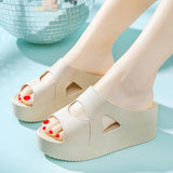 Fligmm Slippers Female Summer Home with Korean Version of Fashion All High Heels Sandals Wedge Increase