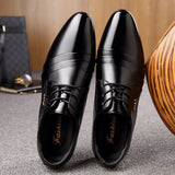 Fligmm New Fashion Mens Leather Shoes Wedding Business Dress Nightclubs Oxfords Breathable Working Lace Up Shoes