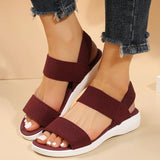 Fligmm Women's Knit Elastic Cloth Wedge Sandals Slip On Lightweight Walking Sandals Women Plus Size Comfortable Summer Shoes Woman 2024